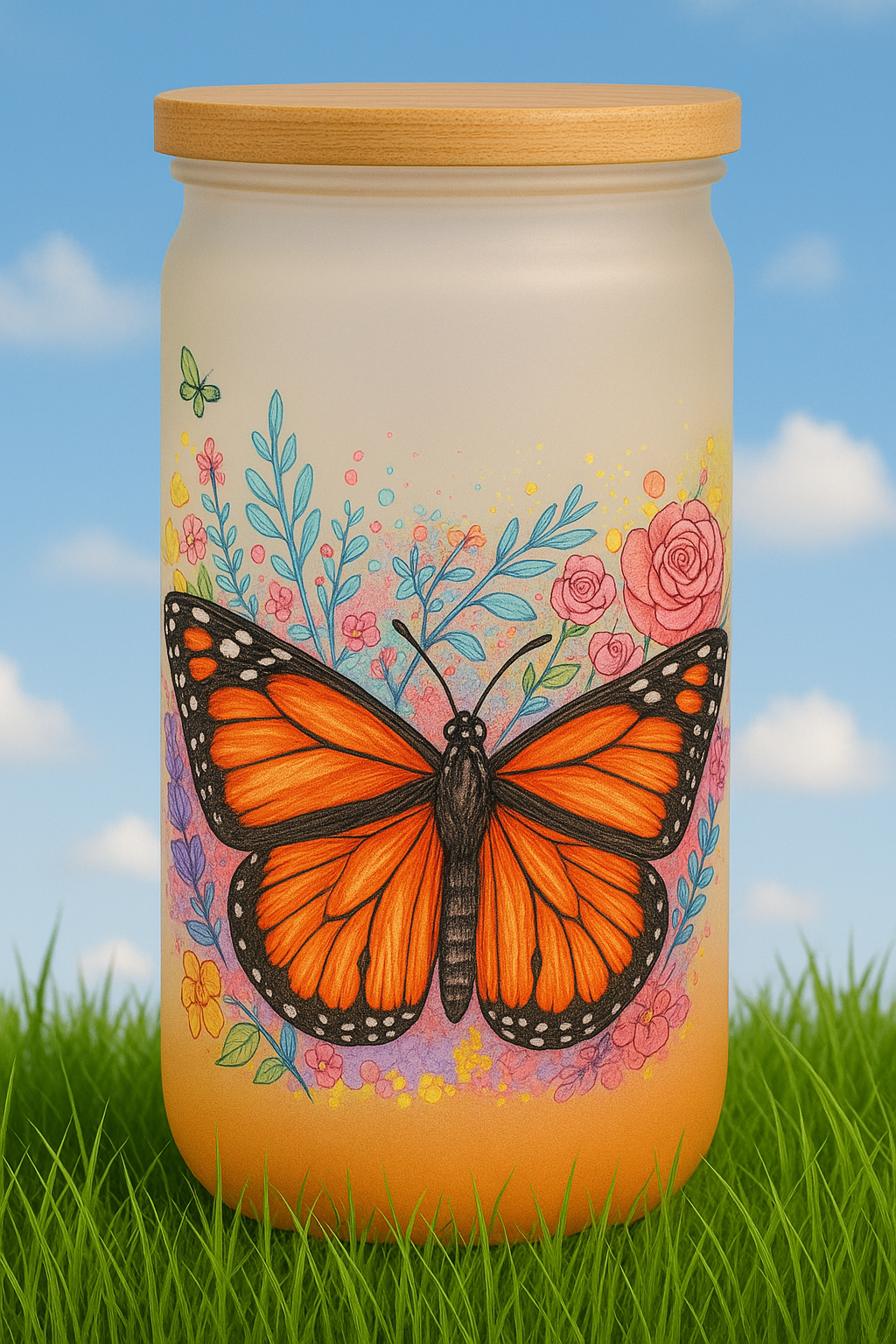 Monarch Butterfly Glass