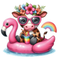 Highland Cow on Pink Float...