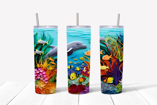 Dolphin Under the Sea 20 oz Skinny Tumbler