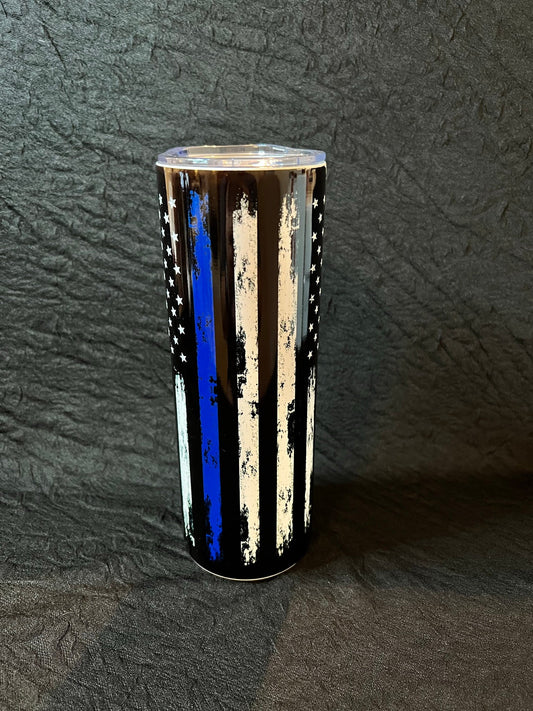 Thin Blue Line 20 oz Skinny Tumbler