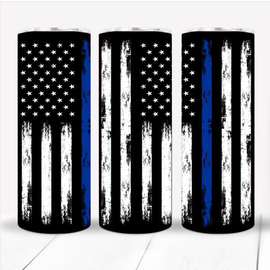 Thin Blue Line 20 oz Skinny Tumbler