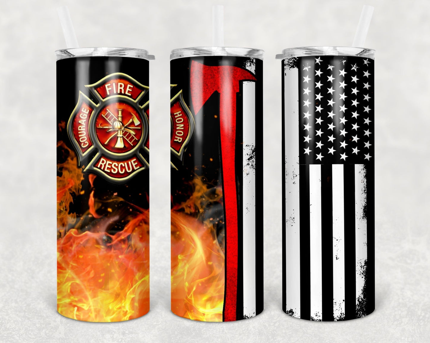 Firefighter flag 20 oz Skinny Tumbler